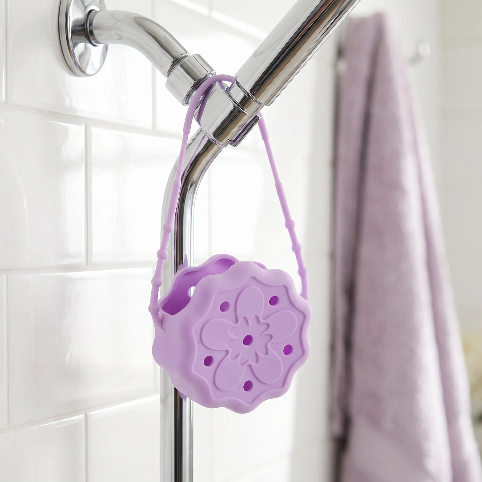 Shower Steamer Tray Silicone Hanging Holder Purple Essential Oil Tablet Tray Bathroom Aromatherapy Shower Melt Holder Steam view 6