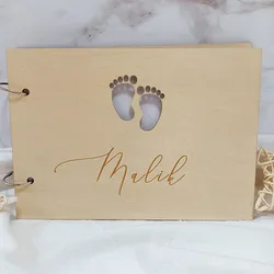 Little feet Personalized Wooden Photo Album for Baby, Memory Book, First Year Journal Unique Gift Baby Shower Birthday