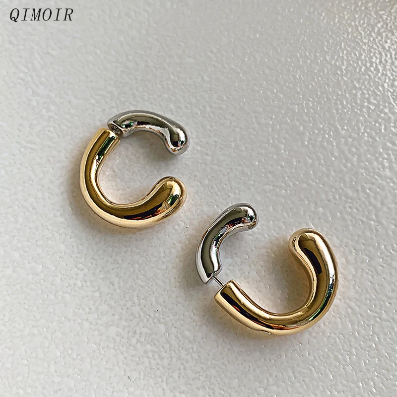 Two-tone Metal Bar Post Earrings For Women Fashion Jewelry Fancy Designer New Style Punk Party Accessories Wholesales Gift C1633