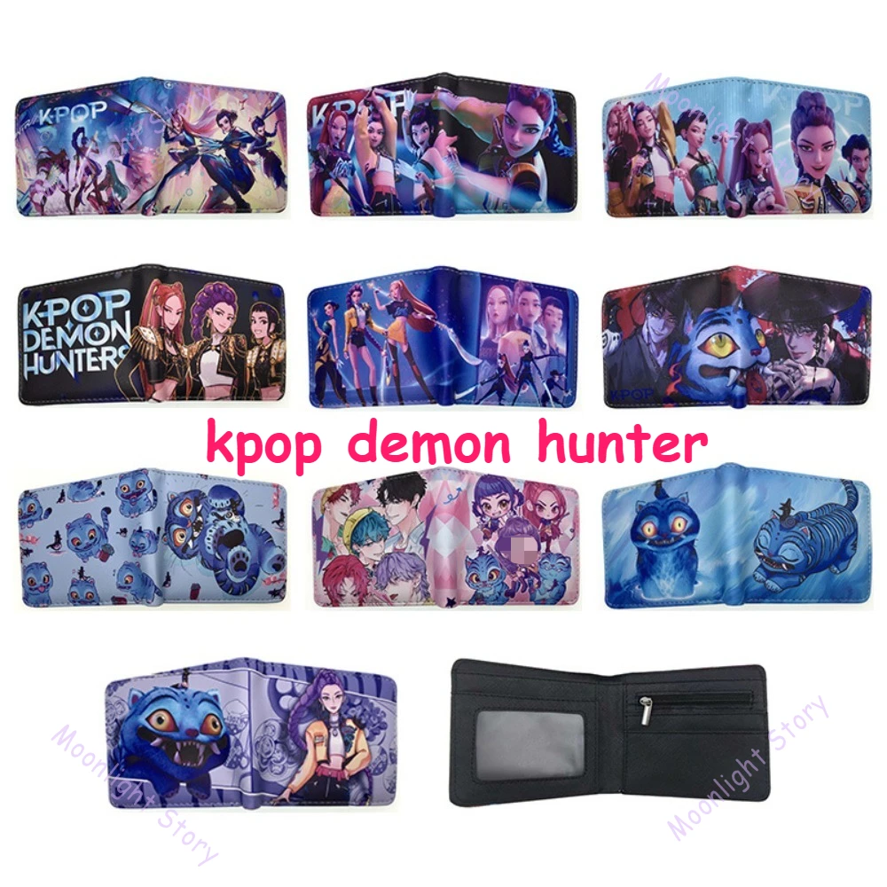 

k pop demon hunters Wallet for Women Men Kawaii Anime Bifold Wallet Demon Hunt Squad Purse Card Holder Anime Merch Gift for Fan