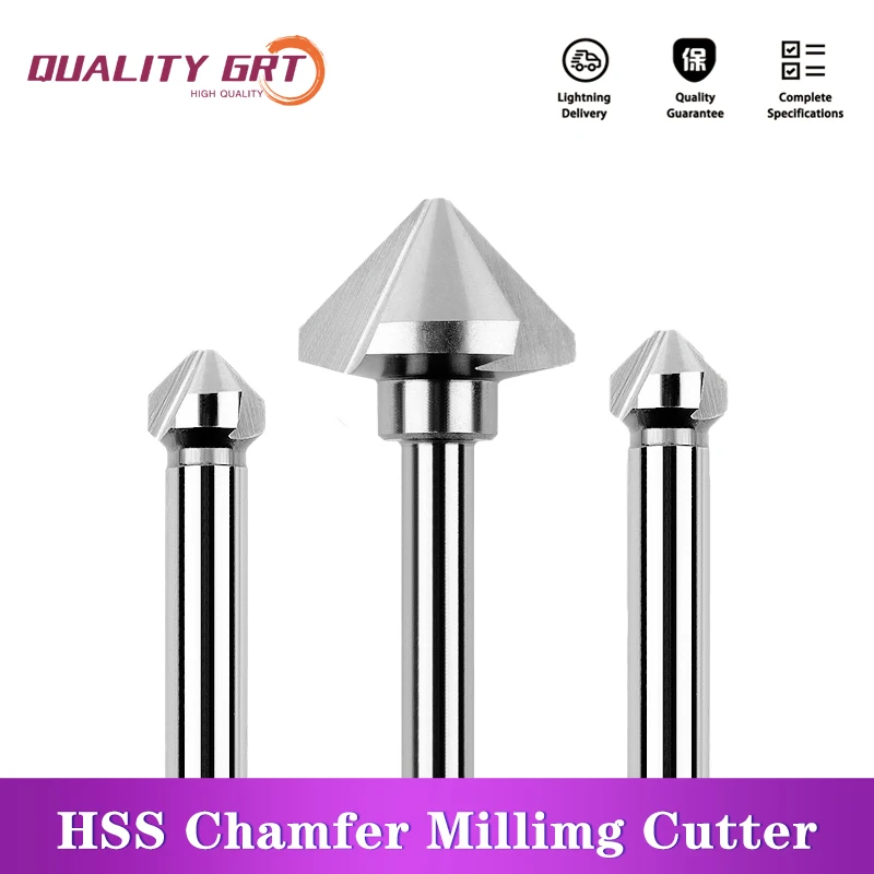 

Q.Grt 90 1F/3F HSS Chamfer Chamfering Cutter End Mill Tool Countersink Drill Bit Set To Wood Stell Chamfer Cutter Power Tool