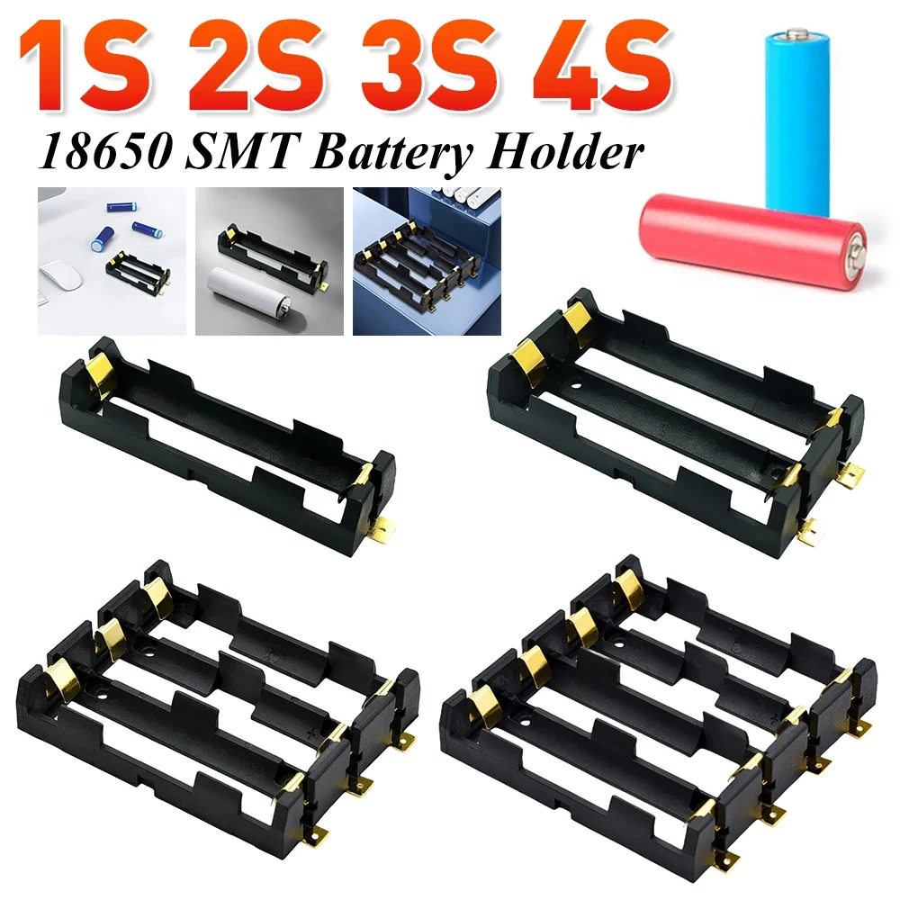 1/4 gniazda 18650 SMT Battery Holder Akumulator Power Bank Case z brązowymi pinami Przenośny schowek na baterie 18650 1S 2S 3S 4S