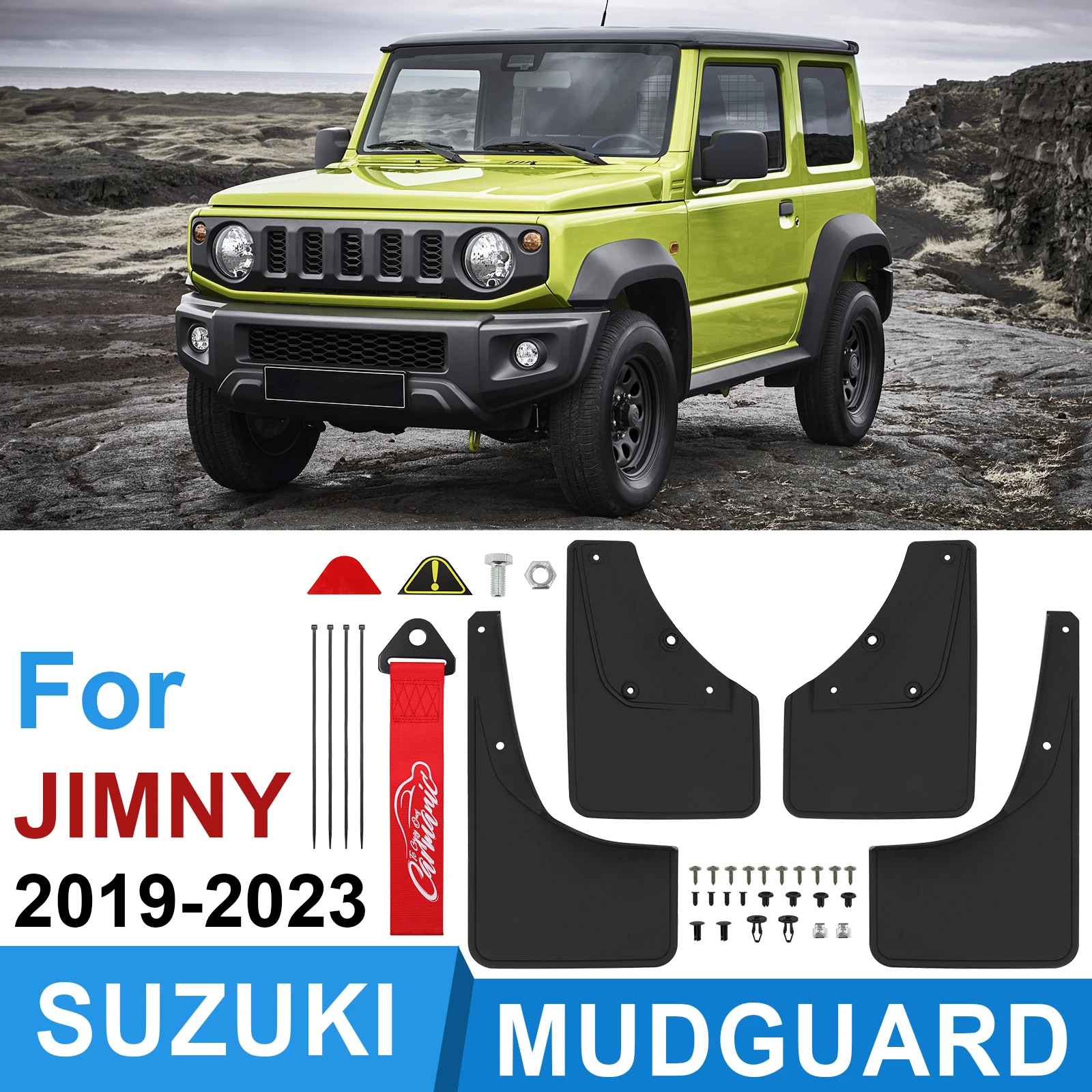 Mud Flaps For Suzuki Jimny Sierra JB64 JB74 2019-2023 Mudguards With Tow Strap Splash Guards Car Accessories JDM Fender Mudguard