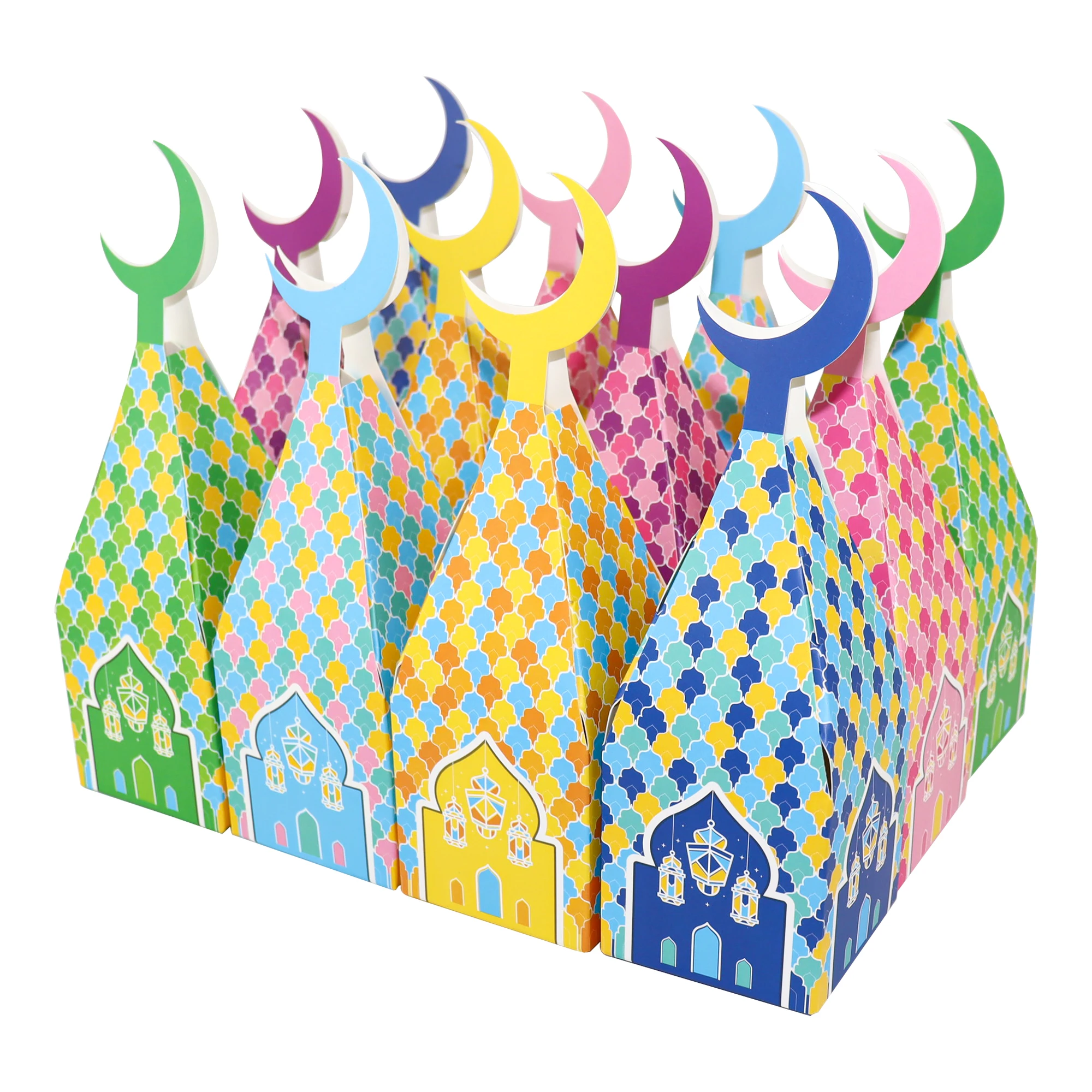 6/12pcs Ramadan Mubarak Gift Box Moon Lantern Eid Mubarak Candy Boxes Ramadan Decoratie 2025 Muslim Eid Al Adha Party Supplies