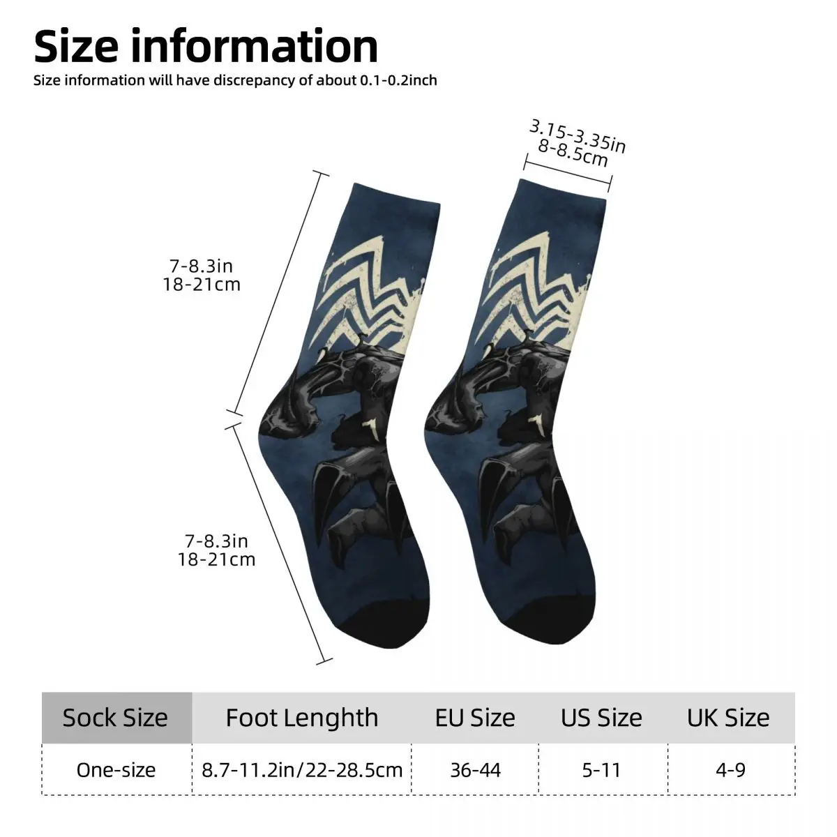 Chaussettes de Compression Vintage pour Homme, Harajuku, Marvel, Venom, Hip Hop, Nouveauté Décontractée, Cadeau Imprimé