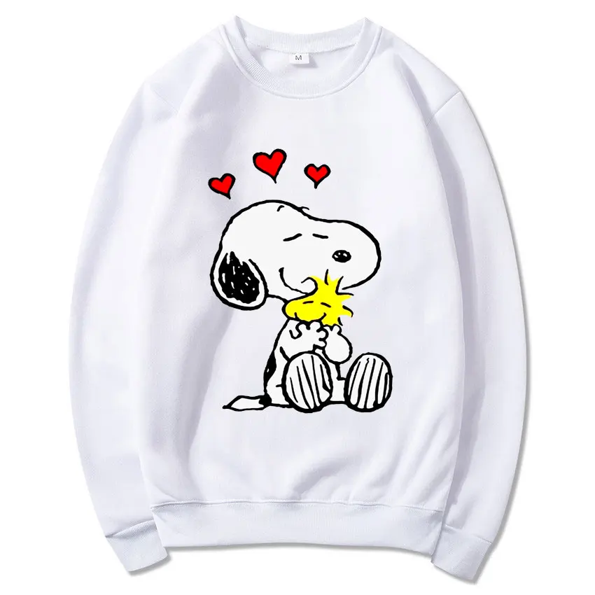 Sudadera con capucha de Snoopy para hombre y mujer, suéter informal de dibujos animados de Anime, cuello redondo, Tops para parejas, primavera y