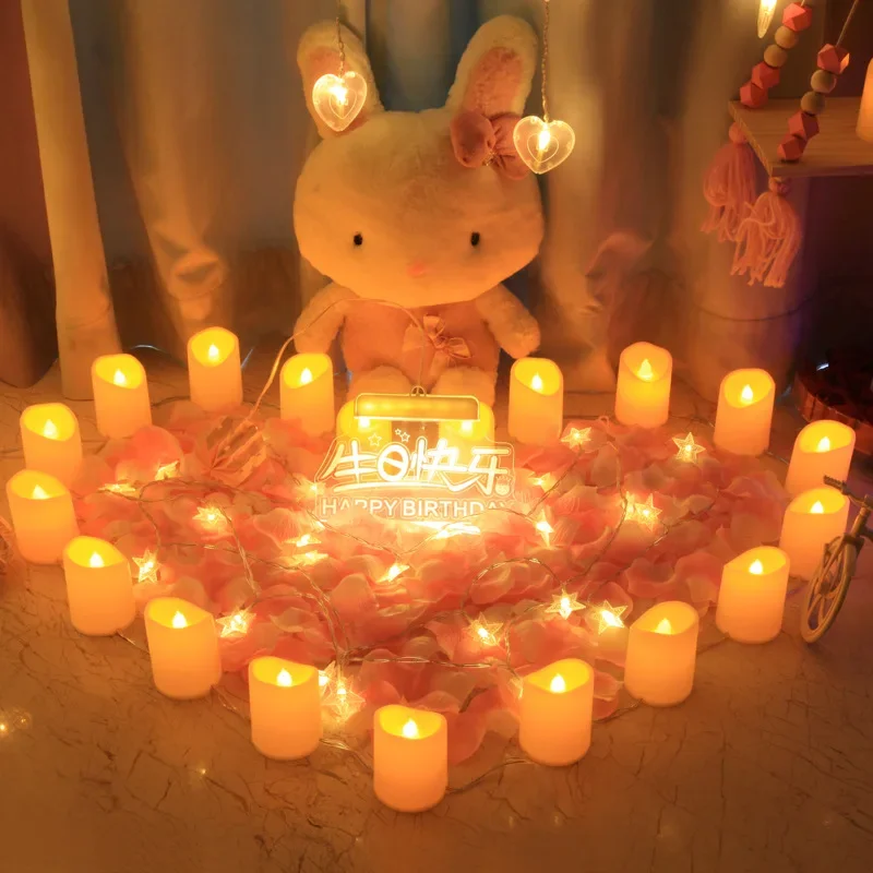 Electronic candle romantic birthday layout lead light led light courtship confession proposal props USB candle