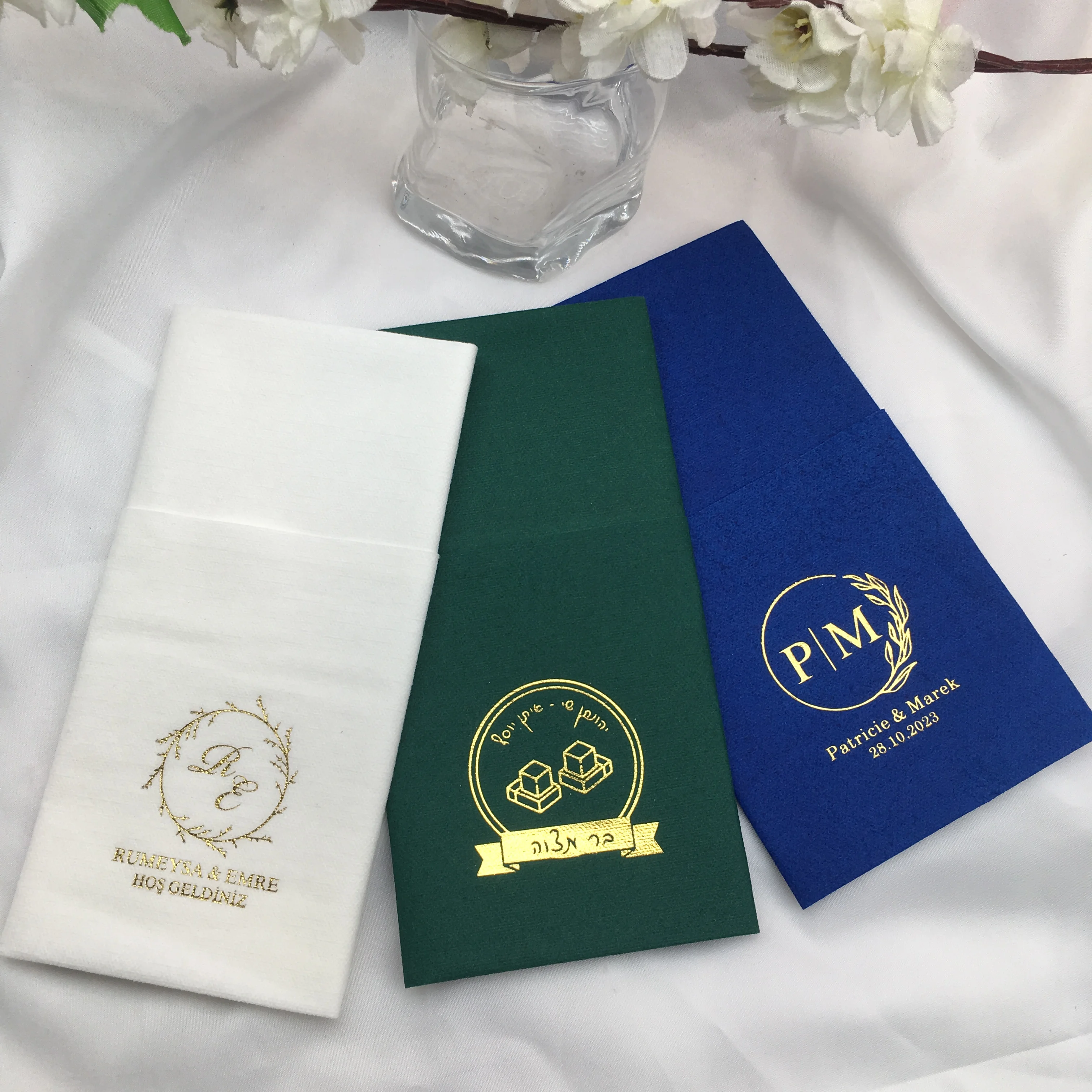 Personalized Napkins Wedding Napkins Custom Modern Font Monogram Rehearsal Dinner Beverage Cocktail Luncheon Dinner Guest Towels
