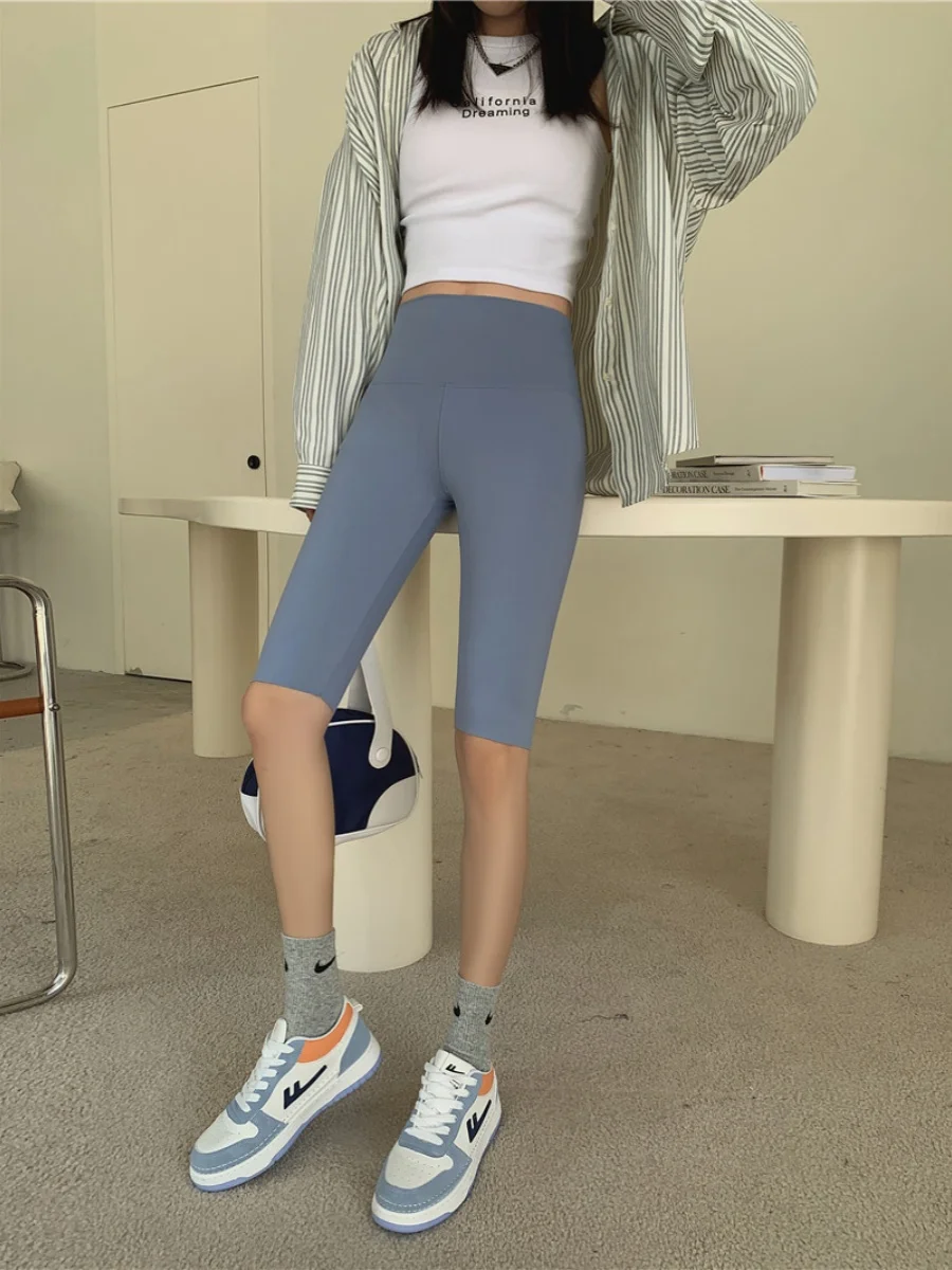 High Quali ark Skin Boting Pants Tummy Control Butt Lifting Five-Quarter Length Women's Base Layer Trousers