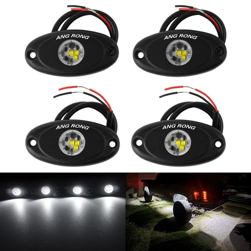 Imagen 2 del producto 4 unids/set Led chasis de coche luz de roca 3SMD 12-24V resaltado para coches SUV todoterreno lámpara de luz ambiental súper brillante