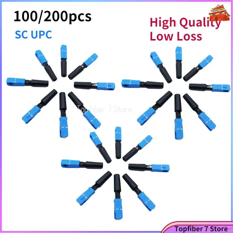 100/200/400pcs SC UPC single-mode fiber optic  Fast connector FTTH SC UPC Quick conector Fiber Optic Fast adapter Straight tail