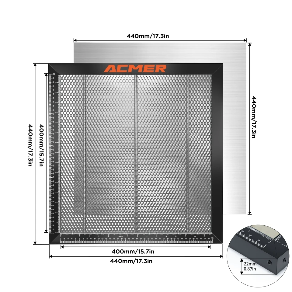 ACMER Wabenbett Arbeitstisch Panel Universal Board mit Erhöhungspad Desktop Schutz Wärmeableitung für Lasergravierer