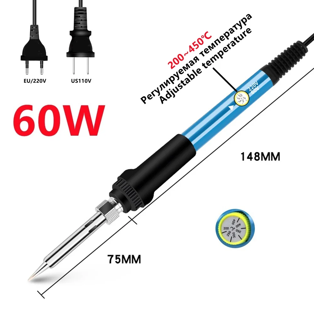 Soldering Iron Adjustable Temperature Electric 220V 110V EU/US 60W Welding Solder Rework Station Heat Pencil Tips Repair Tool