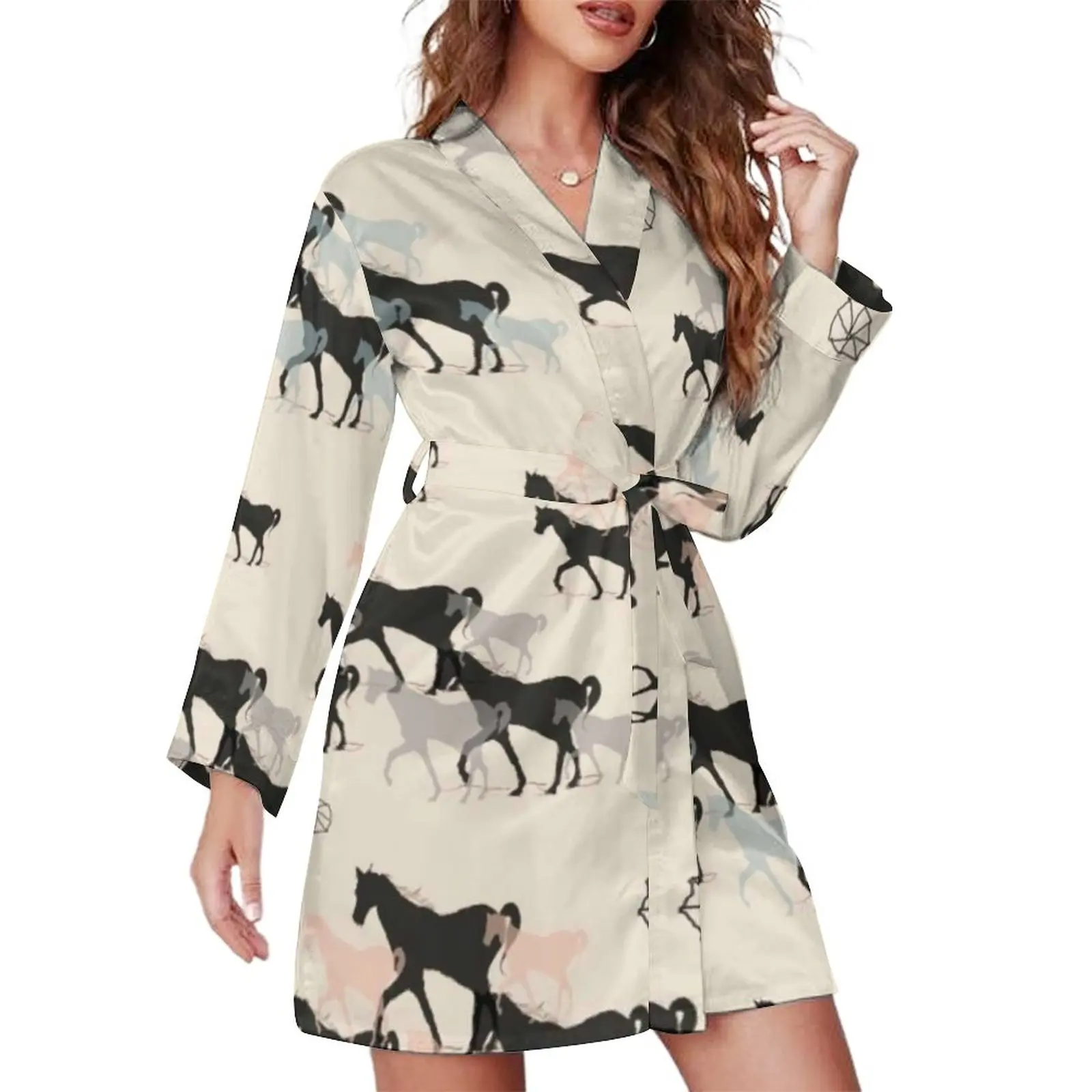 Horse Pajama Robe Animal A Line Bedroom Dress Ladies Patterns Hot Retro Sleepwear