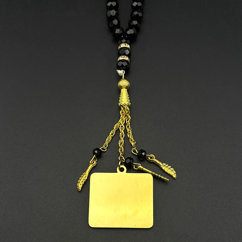 الإسلامية العربية القرآن الله الله مربع قلادة قلادة للنساء الرجال الذهب اللون مسلم الراين تميمة الوردية مجوهرات هدية