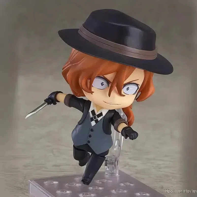 New 10CM Anime Bungo Stray Dogs Nakahara Chuya Q Version kawaii Joint replaceable Action Figures PVC Model Desk Decor Toy Gift