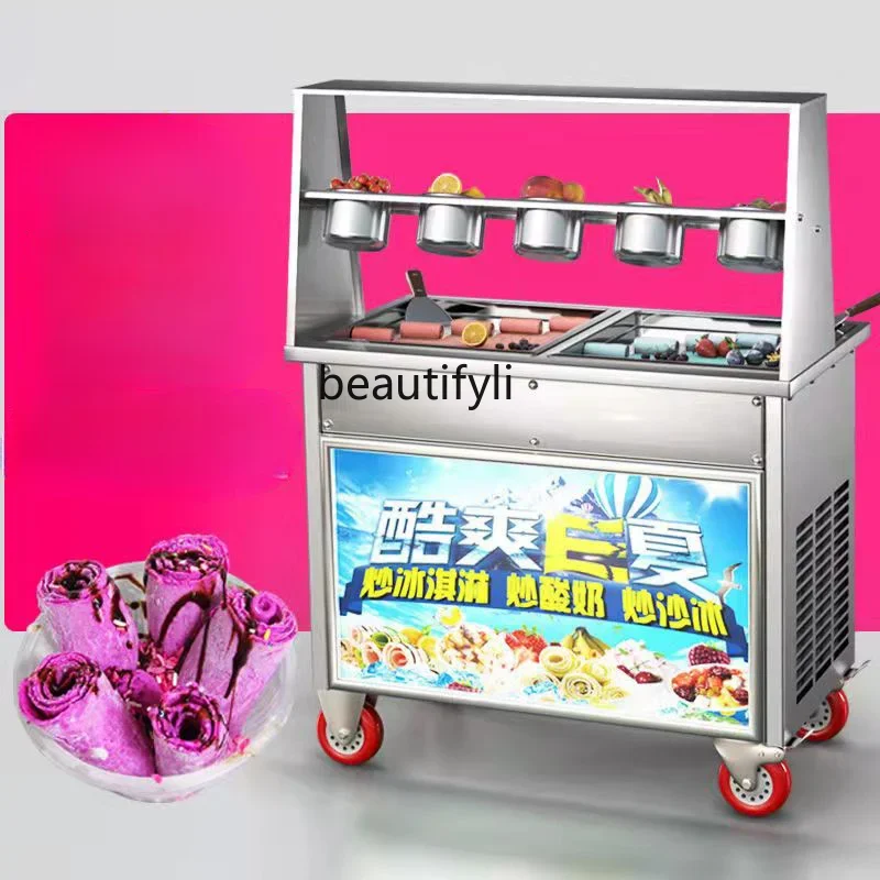 Fried Yogurt Fried Ice Machine Commercial Stall Automatic Thick Cut Fried Milk Roll Smoothie Ice Cream Machine