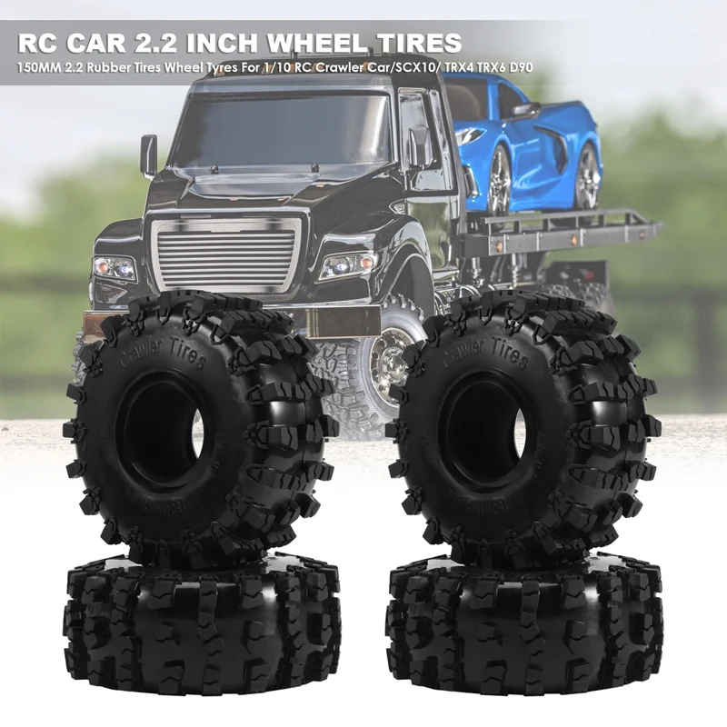 4PCS 150MM 2.2 Rubber Big Tires Wheel Tyres For 1/10 RC Crawler Car Axial Wraith SCX10 Capra Traxxas TRX4 TRX6 D90