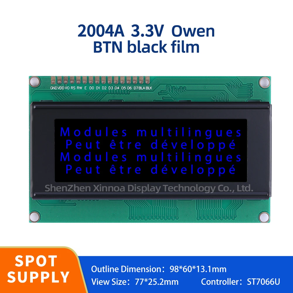 Development Of Support Scheme For 16PIN Interface Module BTN Black Film Blue Letters European 2004A 3.3V LCD Font Screen