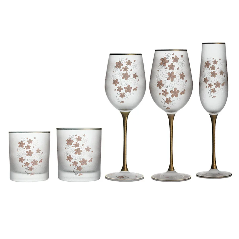 

Japanese totem vine cherry blossom glass wine glass set gift box wedding party wine glass