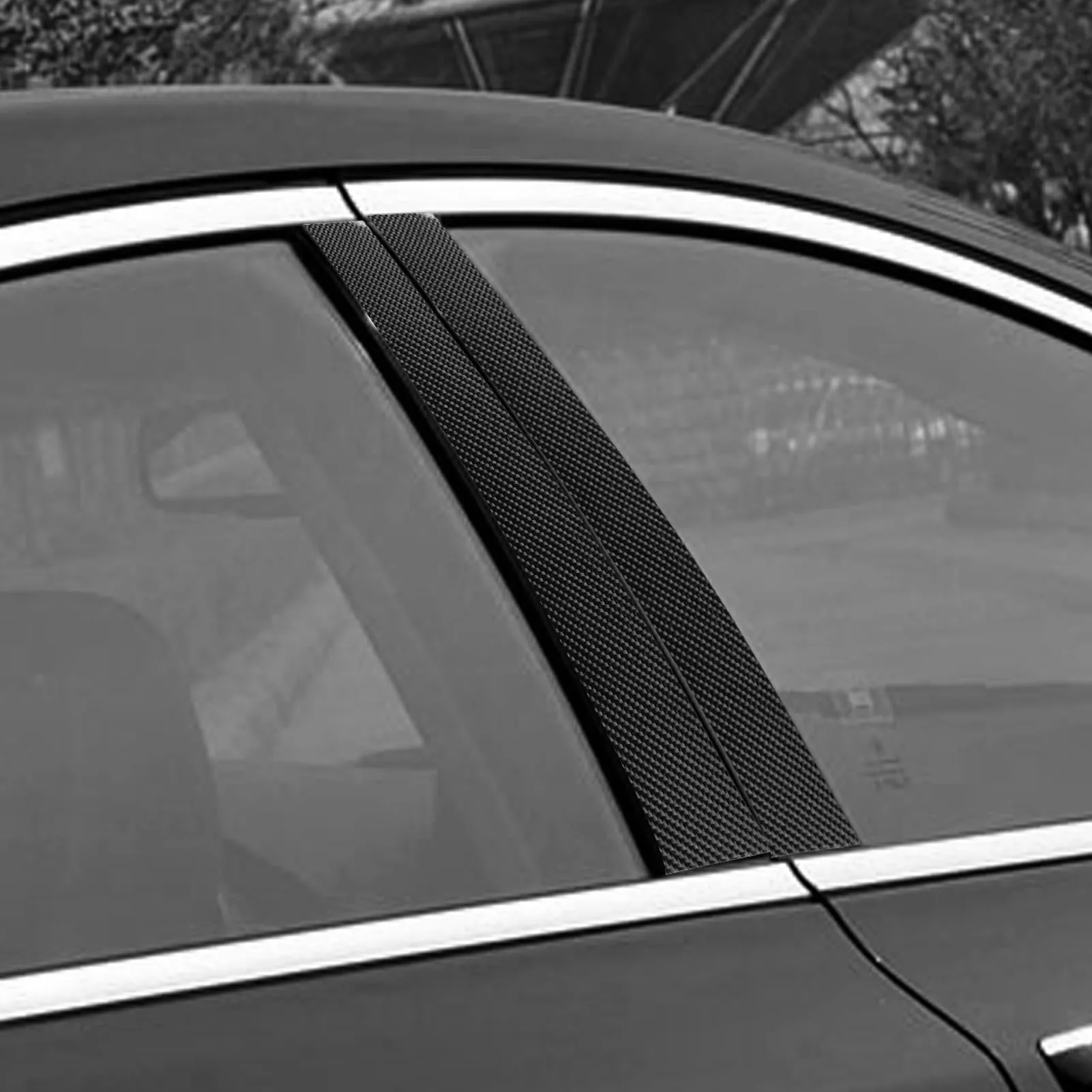 For Acura TL 2009 2010 2011 2012 2013 2014 Carbon Fiber External Door B-pillar Panel Cover Decorative Car Accessories Sticker