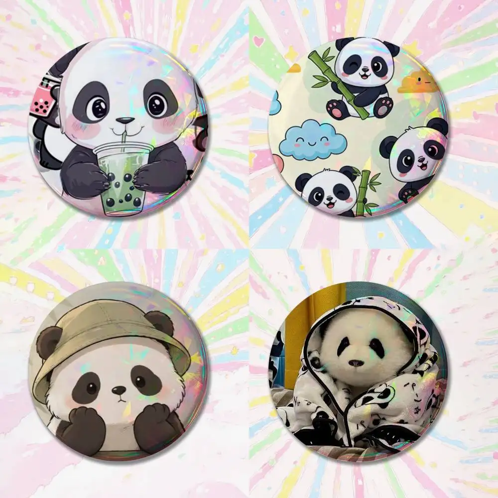 Animal Panda 32/44/58mm Handmade Pins Round Brooch Badge Backpacks Clothes Jewelry Gifts