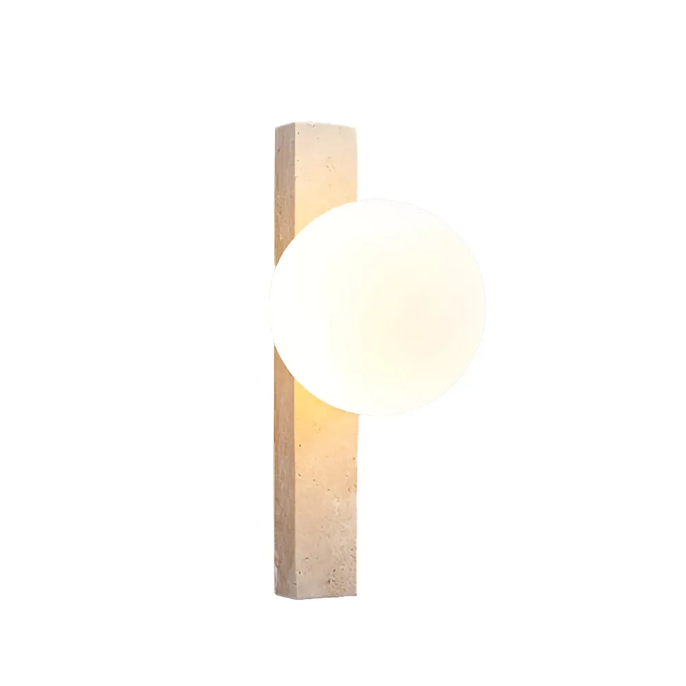 Glass Ball Yellow Travertine Stone, Wabi-sabi Modern style, Wall Sconces Light for Bedroom, Living,  Corridor, Entrance Hall