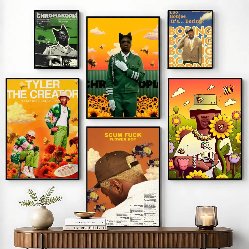Rapper T-Tyler The Creator Poster Perfect Sticker Self Adhesive for Office Home Theater Wall Art Decor Fancy Gift
