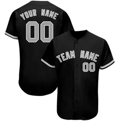 Black Team Custom Baseball Jersey Shirt Printed for Men and Women Shirt Casual Shirts Sportswear Hiphop Tops