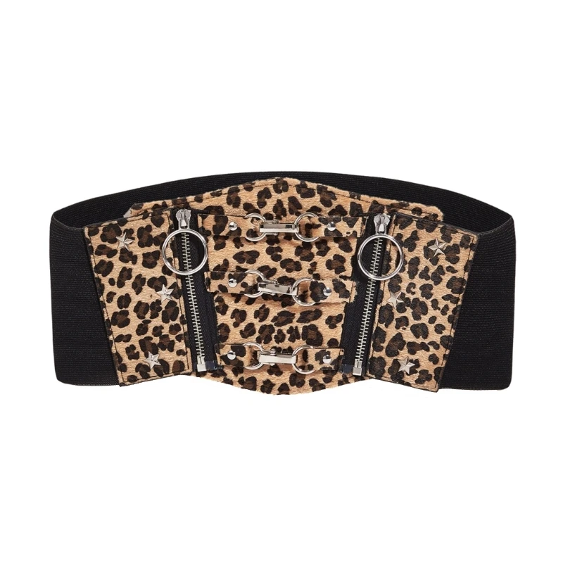 Cadena cintura ancha debajo del pecho con estampado leopardo, cadena Punk, cinturón vaquera para mujer, fiesta envío