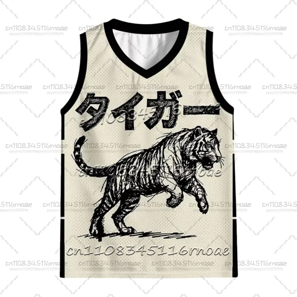 2026 Summer Abstract Tiger Pattern Fun 3D Neutral V-neck Children's Tank Top Parent Child Wear Street Wear Outdoor Casual Top