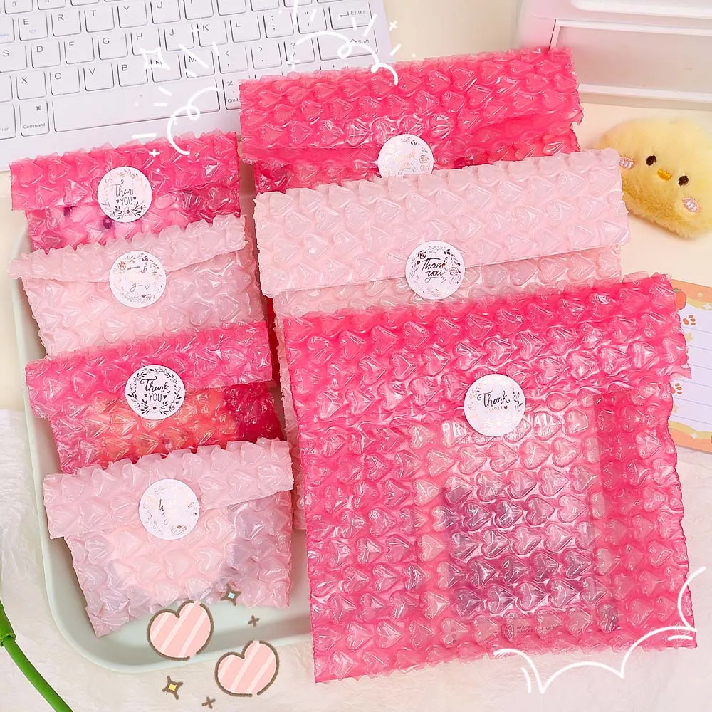 Heart Bubble Mail Self-Seal Packaging Small Business Supplies Shockproof Padded Envelopes Bubble Pink Rose Envelopes Mailing Bag