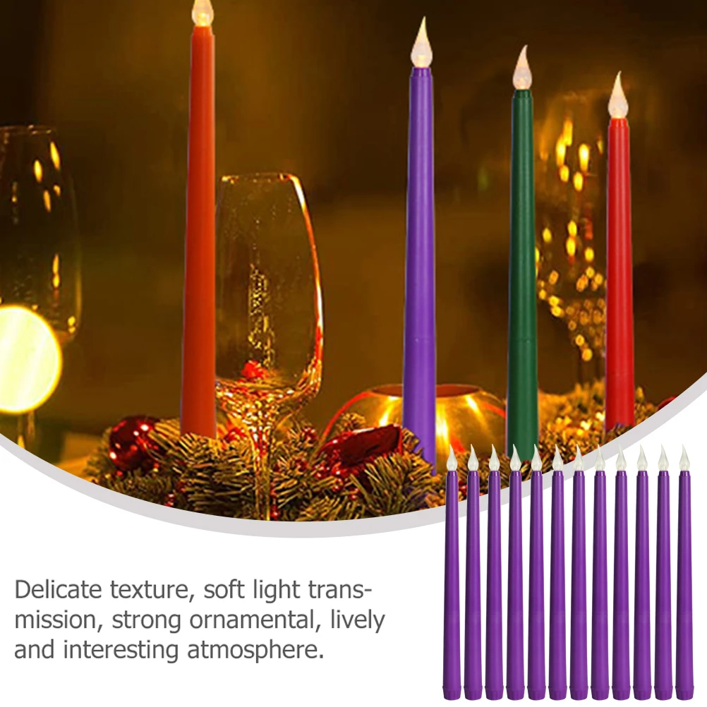 

12pcs Led Light Operated Taper Simulated Flameless Candles Decorative Holiday Wedding Party Lights