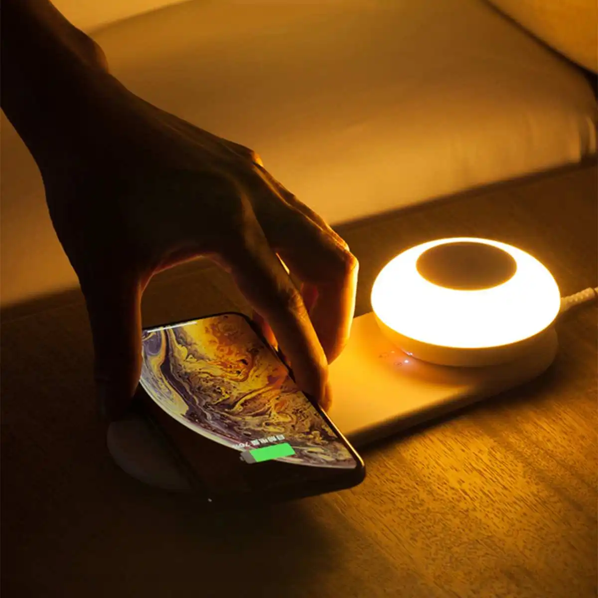 

Wireless Charging Night Light Rechargeable Tap Control Magnetic Bedside Desk Lamps with 3000K LED Table Lamp with Hook