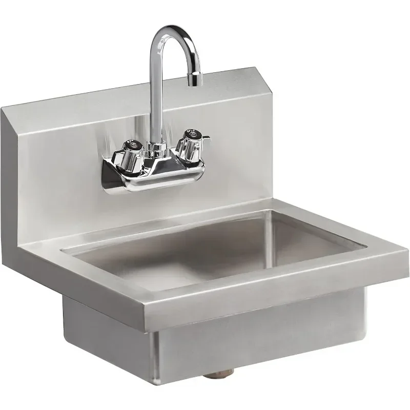 

304 Stainless Steel handmake Sink for Washing with Faucet, Commercial Wall Mount Hand Basin for Restaurant, Kitchen and Home