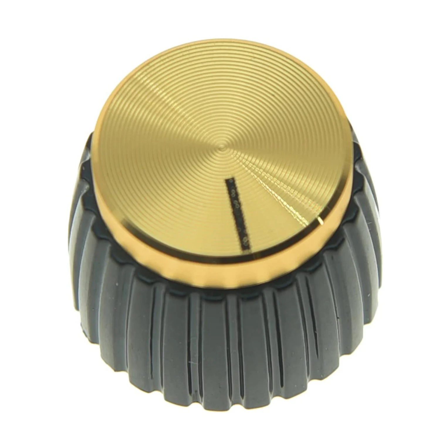 15Pcs Guitar AMP Amplifier Push on Fit Knobs Black with Gold Aluminum Cap Top Fits 6Mm Diameter Pots Marshall Amplifiers