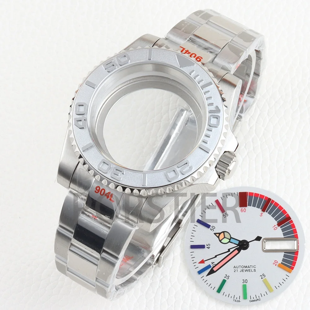 28.5mm NH36 Dual Date Watch Dial For YACHT-MASTER 40mm Watch Case Sapphire Glass Stainless Steel Bracelet For NH36 Movement