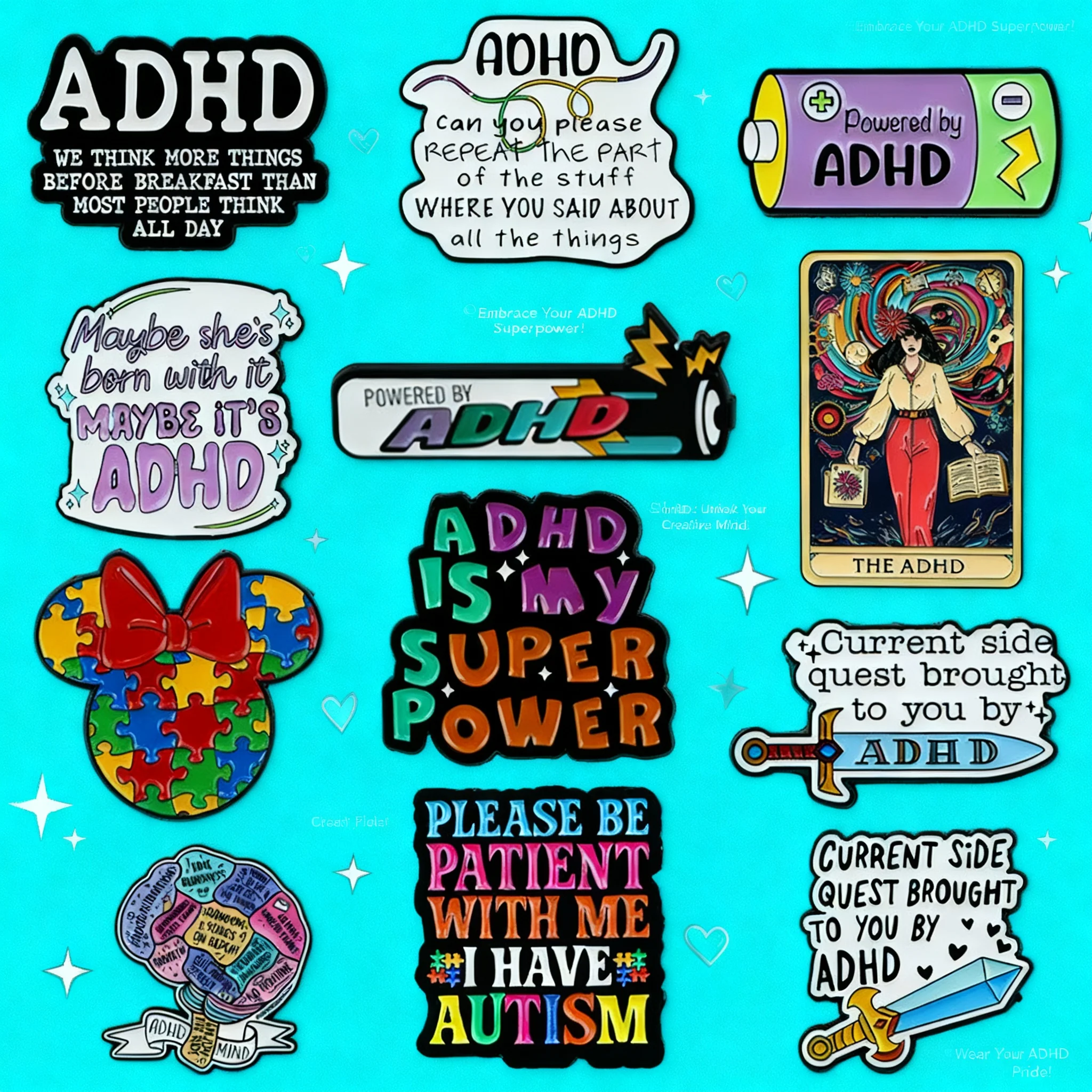 Autism ADHD Awareness Puzzle Ribbon Brooch Pin Badge Clothing Backpack Accessories Jewelry Gift