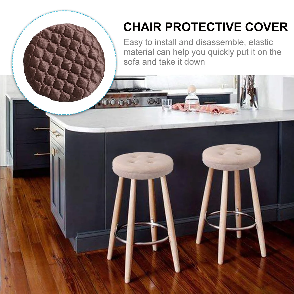 Chair Cushion Cover Seat Protector Protective Dining Mat Pure Color Stool Plush Stretchy