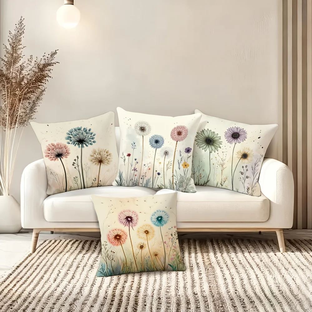 4 наволочки с акварельным рисунком лилии, в свежем и умиротворяющем стиле |   Мягкий полиэстер, пригодный для машинной стирки, ci