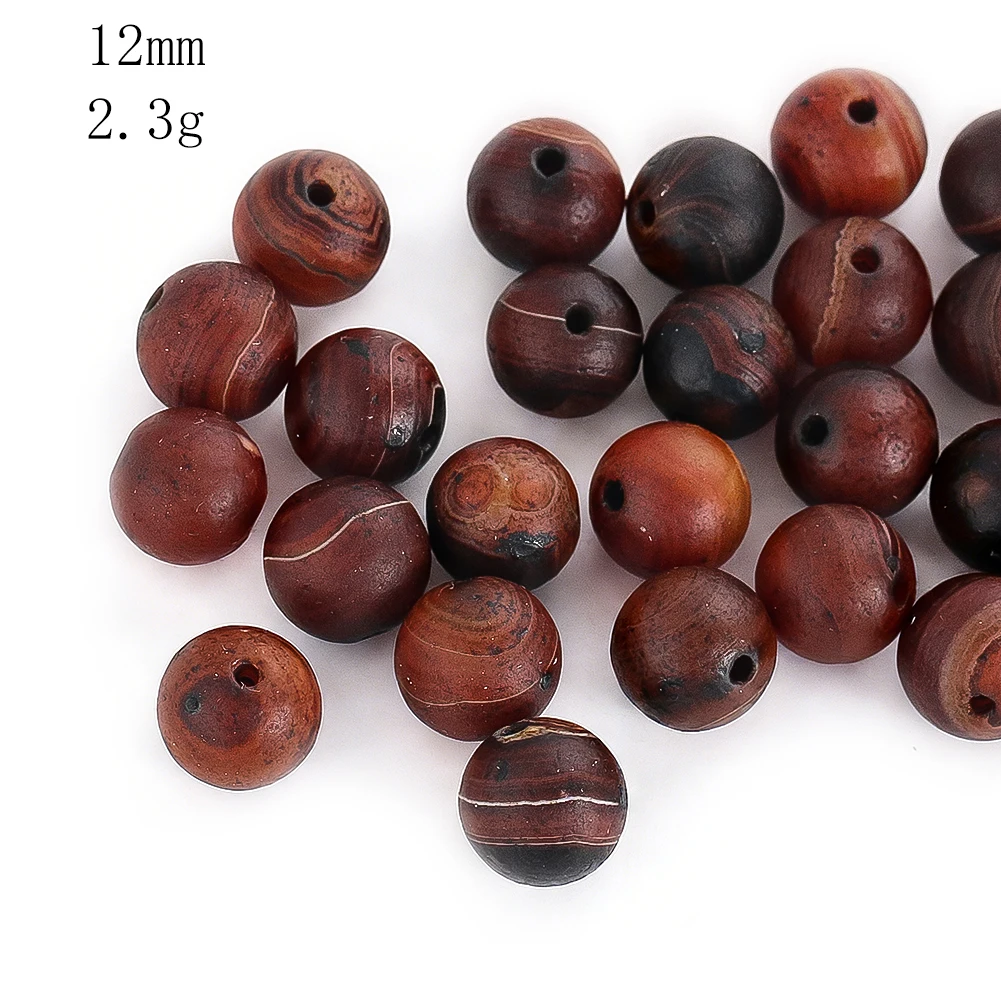 12mm Vintage Red Brown Agate Pattern Loose Beads Natural Material Bead Making Supplies Handmade DIY Beaded Bracelet Accessories