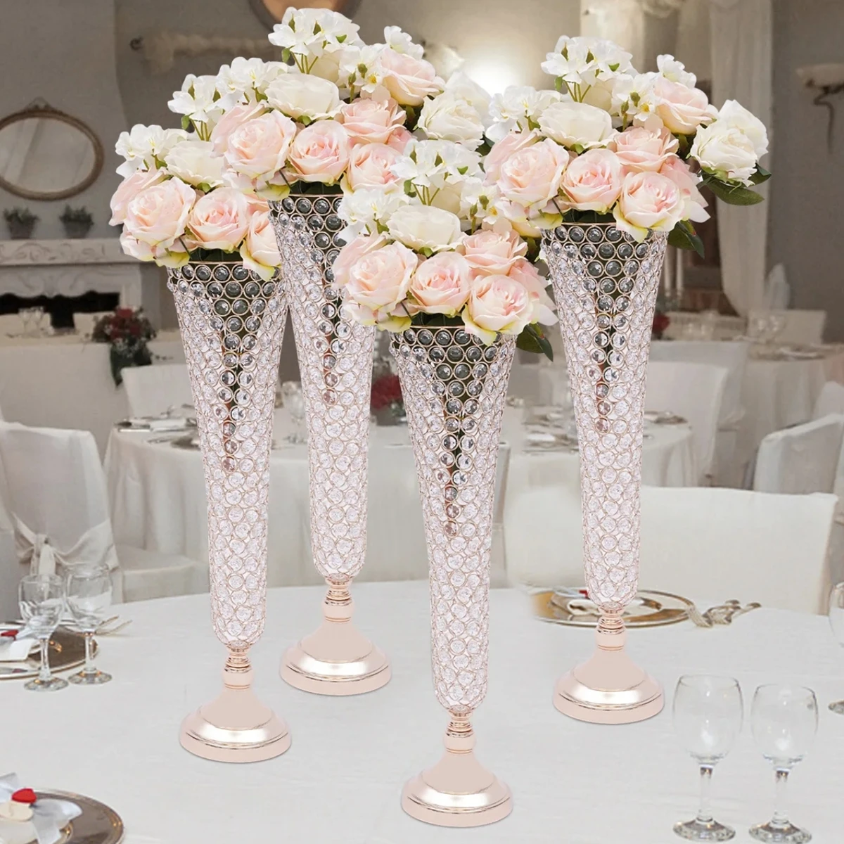 10pcs)60cm to 90cm )Wholesale Clear Glass bead Flower Vases Table Centerpiece For Weddings Centerpiece v443