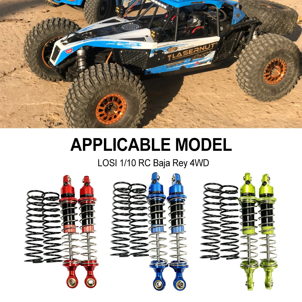 2個 1/10 フロントリアショックアブソーバー アルミ合金 スムース RC フロントリアショックアブソーバー LOSI Baja Rey 4WD RCカーパーツ用