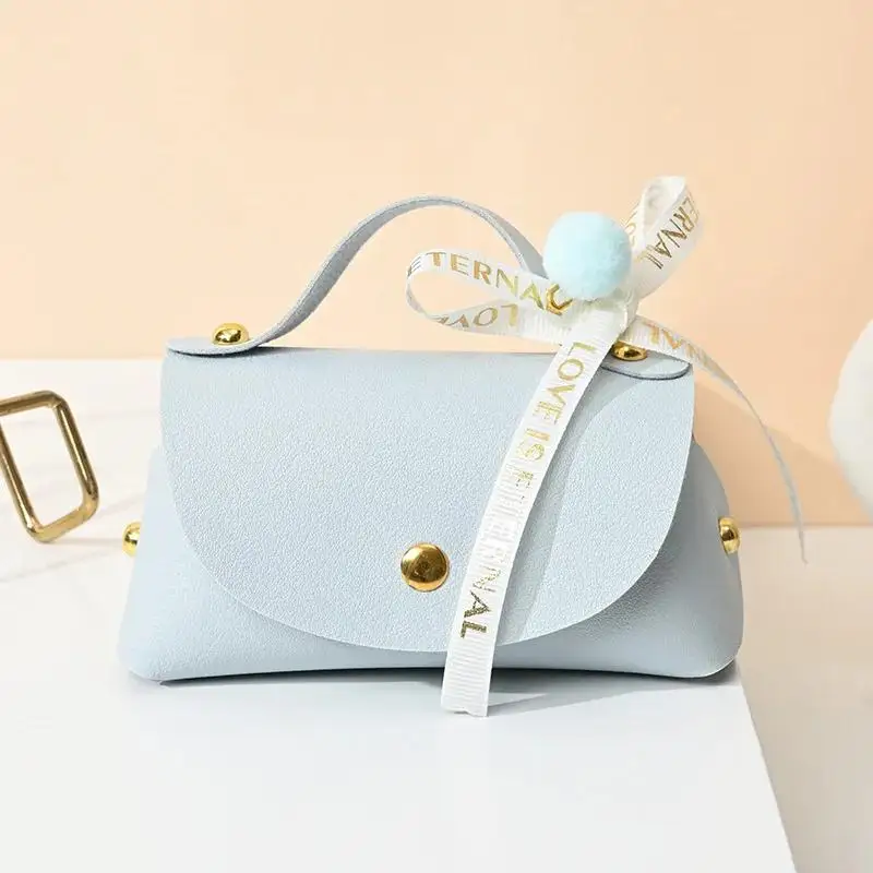 5 Pcs PU Leather Gift Bags Bow Handbag Birthday Party Supplies Wedding Favour Distributions Candy Packaging Mini Handbag view 5