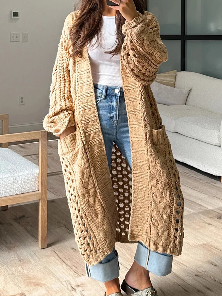 Long Sleeve Loungewear Cardigan Coats Fashion Solid V-Neck Straight Autumn Winter Women Sweaters Loose Streetwear Dropshipping