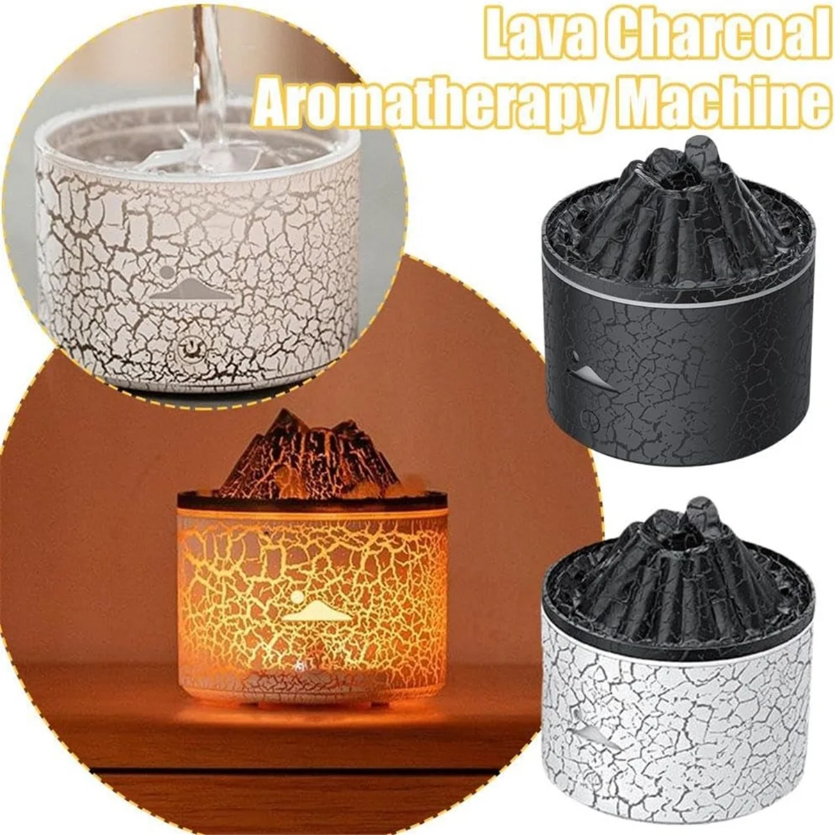 موزع روائح الزيوت العطرية سعة 180 مل، مرطب بركان مع رائحة اللهب، رذاذ قنديل البحر، 7 ألوان LED، إيقاف تلقائي للمكتب المنزلي، أ