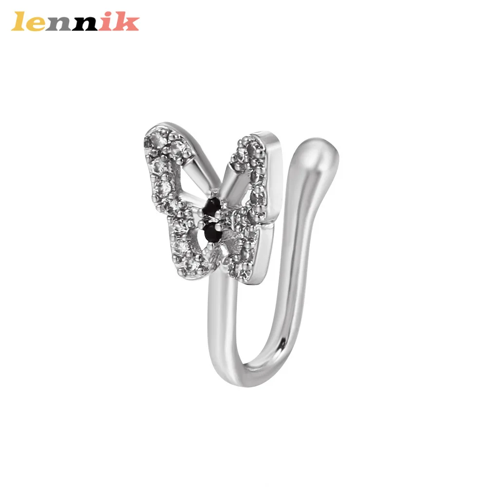 U-شكل وهمية الأنف الدائري فراشة الأنف مسمار الأوروبي ثقب كليب الحد الأدنى الأنف مجوهرات أنيقة التظاهر ثقب الملحقات #6