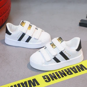 Crianças tênis crianças design de moda branco antiderrapante sapatos casuais meninos meninas gancho respirável tênis da criança sapatos ao ar livre ch 6 principais vendas crocs branco original - №3