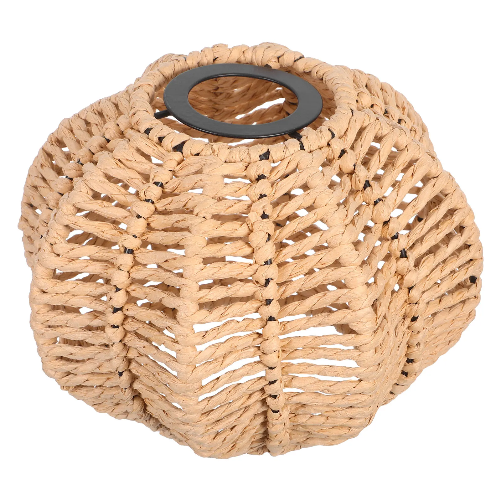 Woven Pumpkin Lampshade Handwoven Boho Pendant Light Cover 4.2cm Hole Diameter Rustic Ceiling Lampshade Decorative Pumpkin Shape