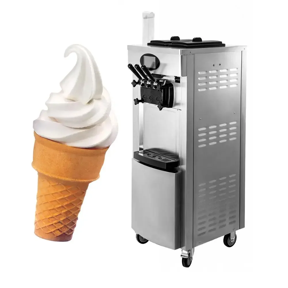 2 + 1 Flavor Soft Ice Cream Machine with Dual Compressor/Pre-cooling Function/Air Pump